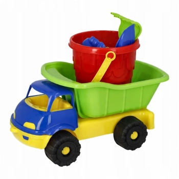 Zabawki do piasku na plażę 7 el, auto, wiaderko, grabki, łopatka, foremki
