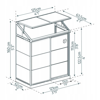 Szklarnia ścienna Lean To Canopia 125x63,5x160 cm