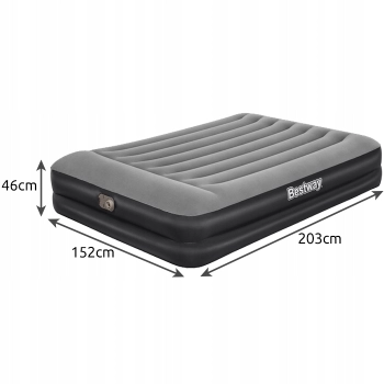Materac dwuosobowy Bestway 203 x 152 x 46 cm odcienie szarości