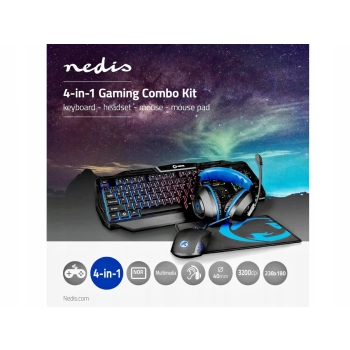 Zestaw klawiatura i mysz Nedis czarny, niebieski
